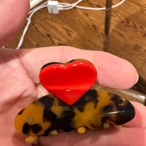 Alison Lou Heart-Shaped Red and Tortoiseshell Hair Clip